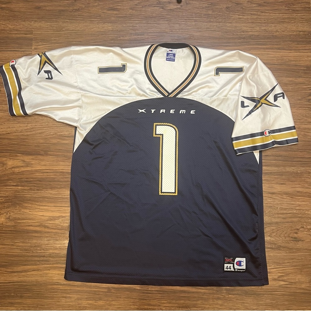Vintage Champion WWE XFL Los Angeles Xtreme Football Jersey #1 Sz Large 44 Rare